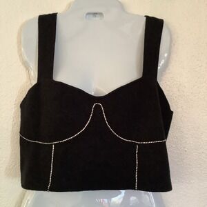 On 12th Womens Blouse Medium Black Crop Top